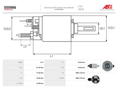 Solenoid, startmotor AS-PL SS5066