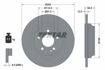 Тормозной диск TEXTAR 92272703 для MERCEDES-BENZ EQV