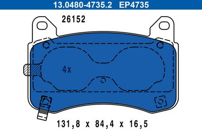 комплект спирачно феродо, дискови спирачки ATE 13.0480-4735.2