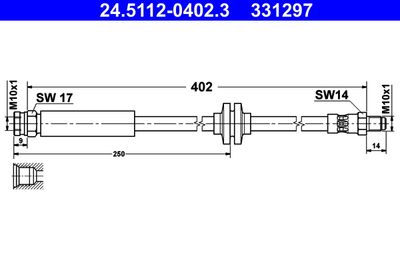 ATE 24.5112-0402.3 Тормозной шланг  для FIAT 500L (Фиат 500л)