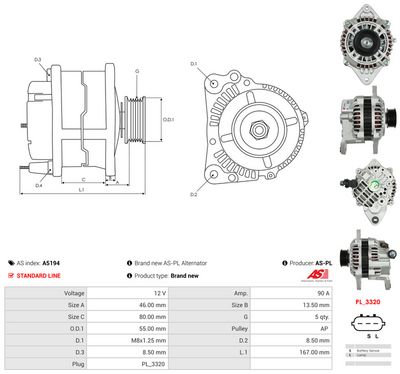 GENERATOR / ALTERNATOR AS-PL A5194 4