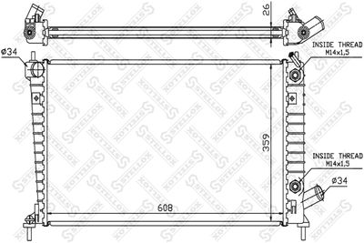 Радиатор, охлаждение двигателя STELLOX 10-26663-SX для SAAB 9-5