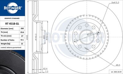 спирачен диск ROTINGER RT 4518-GL