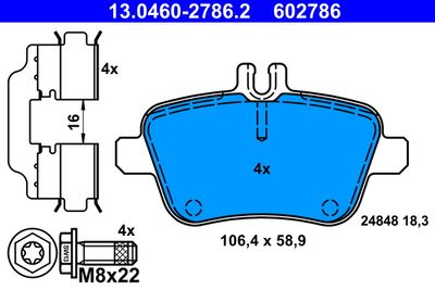 Комплект тормозных колодок, дисковый тормоз ATE 13.0460-2786.2 для MERCEDES-BENZ A-CLASS