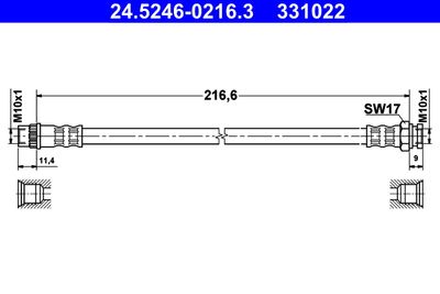Тормозной шланг ATE 24.5246-0216.3 для CITROËN BERLINGO