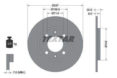 Тормозной диск TEXTAR 92043200 для PEUGEOT 205
