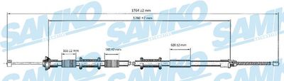 Тросик, cтояночный тормоз SAMKO C0166B для FIAT DOBLO