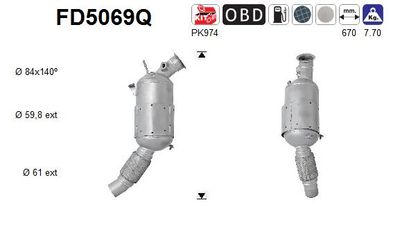 Filtr sadzy / filtr cząstek stałych, układ wydechowy AS 18307803688