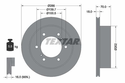 Тормозной диск TEXTAR 92198303 для NISSAN TERRANO
