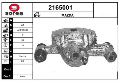 EAI 2165001 Тормозной суппорт  для MAZDA 929 (Мазда 929)