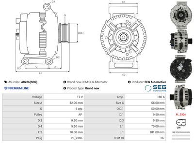GENERATOR / ALTERNATOR AS-PL A0286SEG 4