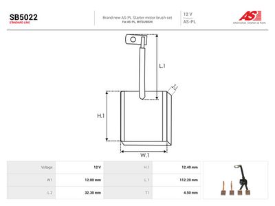 Kolborste, startmotor AS-PL SB5022