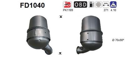 Filtr sadzy / filtr cząstek stałych, układ wydechowy AS FD1040