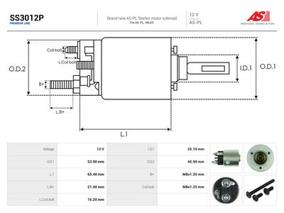 Elektromagnetický spínač, štartér AS-PL AS SS3012P