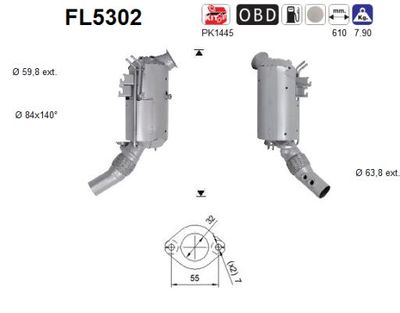 Filtr sadzy / filtr cząstek stałych, układ wydechowy AS 18308573150
