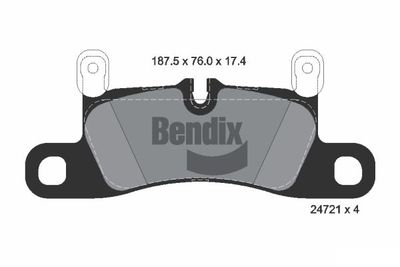 Комплект тормозных колодок, дисковый тормоз BENDIX Braking BPD1601 для PORSCHE CAYENNE