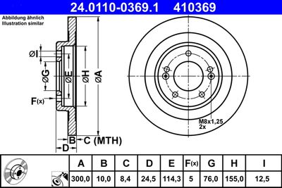 Тормозной диск ATE 24.0110-0369.1 для HYUNDAI i40