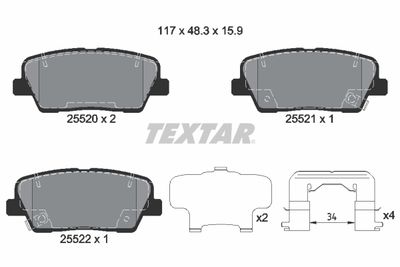 Комплект тормозных колодок, дисковый тормоз TEXTAR 2552003 для KIA STINGER
