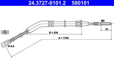 Тросик, cтояночный тормоз ATE 24.3727-0101.2 для VW KAEFER