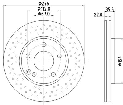 HELLA 8DD 355 110-211 Тормозные диски  для MERCEDES-BENZ A-CLASS (Мерседес А-класс)