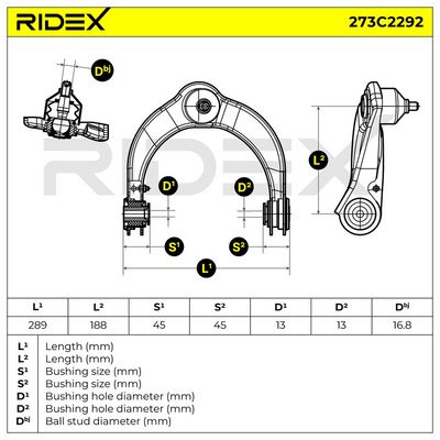 носач, окачване на колелата RIDEX 273C2292