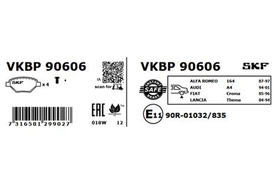 Комплект тормозных колодок, дисковый тормоз VKBP 90606