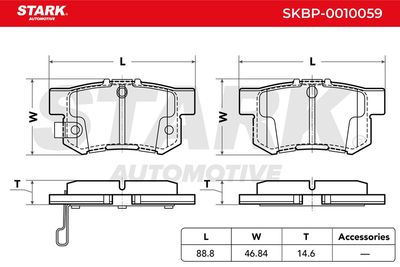 комплект спирачно феродо, дискови спирачки STARK SKBP-0010059