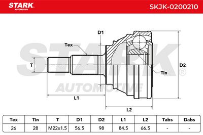 каре комплект, полуоска STARK SKJK-0200210