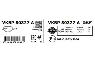 Brake Pad Set, disc brake VKBP 80327 A