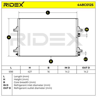 кондензатор, климатизация RIDEX 448C0125