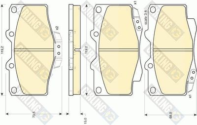 Комплект тормозных колодок, дисковый тормоз GIRLING 6107979 для VW TARO