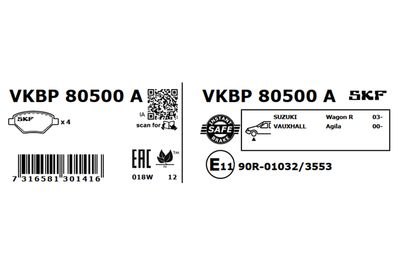 Brake Pad Set, disc brake VKBP 80500 A