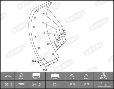 Set garnituri de frictiune, frana tambur BERAL 2115349503