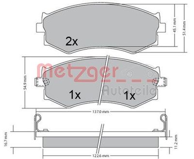 Комплект тормозных колодок, дисковый тормоз METZGER 1170603 для SUBARU XT