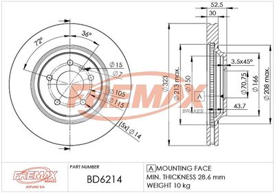 Тормозной диск FREMAX BD-6214 для CADILLAC DTS