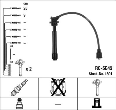 Комплект проводов зажигания NGK 1801 для SUBARU JUSTY