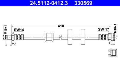 Тормозной шланг ATE 24.5112-0412.3 для SEAT MALAGA