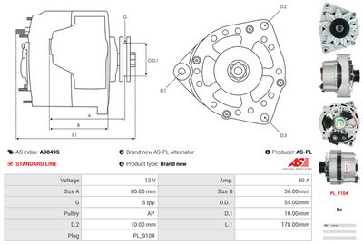 GENERATOR / ALTERNATOR AS-PL A0849S 4