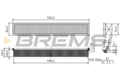 Воздушный фильтр BREMSI FA1603 для MERCEDES-BENZ C-CLASS