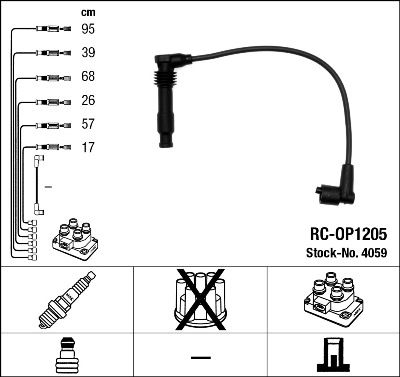 Комплект проводов зажигания NGK 4059 для OPEL OMEGA
