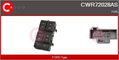 Spínač, zvedací zařízení oken CASCO CWR72028AS