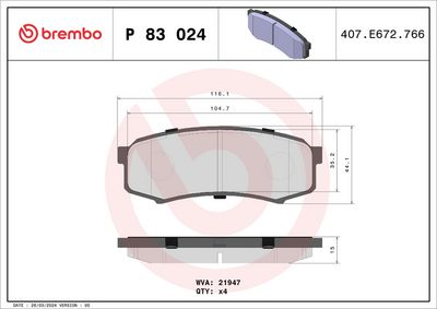 Brake Pad Set, disc brake P 83 024