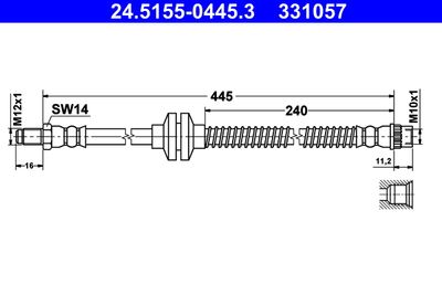 Тормозной шланг ATE 24.5155-0445.3 для RENAULT MEGANE