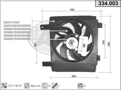 AHE 334.003 Вентилятор системы охлаждения двигателя  для SMART CROSSBLADE (Смарт Кроссбладе)
