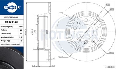 спирачен диск ROTINGER RT 1238-GL