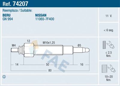 Свеча накаливания 74207