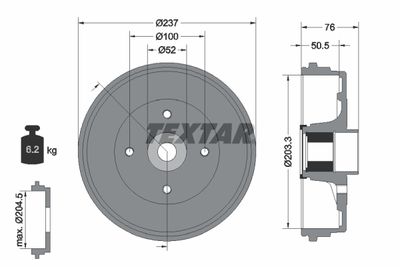 Тормозной барабан TEXTAR 94041400 для RENAULT CLIO