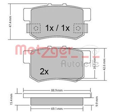 METZGER 1170328 Тормозные колодки и сигнализаторы  для HONDA ACCORD VII Tourer (CM, CN) 2.2 i-CTDi (CN2)