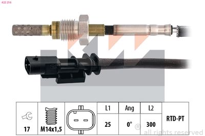 czujnik, temperatura spalin KW 422 216