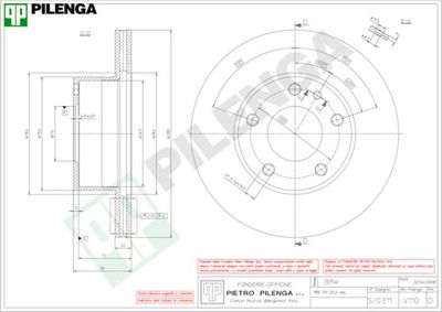 PILENGA V110 Тормозные диски  для BMW 5 (E12) 520